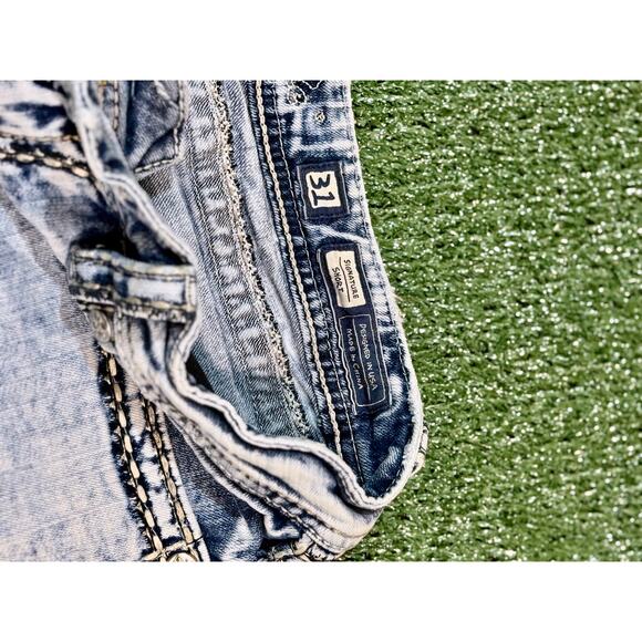 RETRO Y2K MISS ME CUTOFF BLUE DENIM SHORTS - Picture 5 of 8